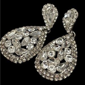 2 Psirs of Large Vintage Crystal Dangling Earrings statement/ special occasion